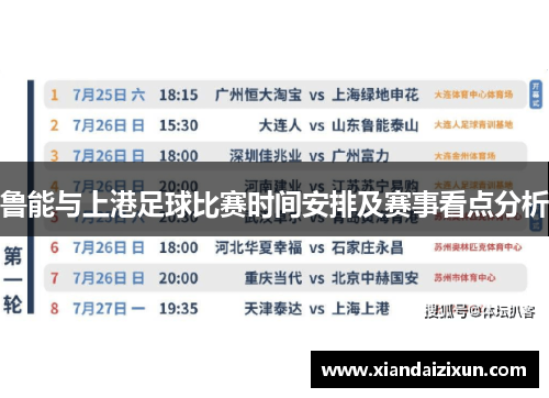 鲁能与上港足球比赛时间安排及赛事看点分析